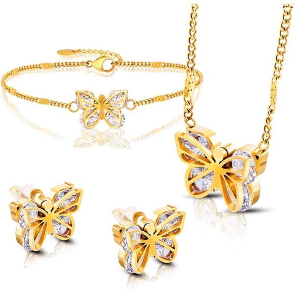 18k Gold Butterfly Jewelry Set